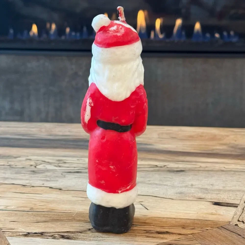 Vintage 1950s Santa Claus Candles Lot of 3, Retro Mid Century Christmas Figural